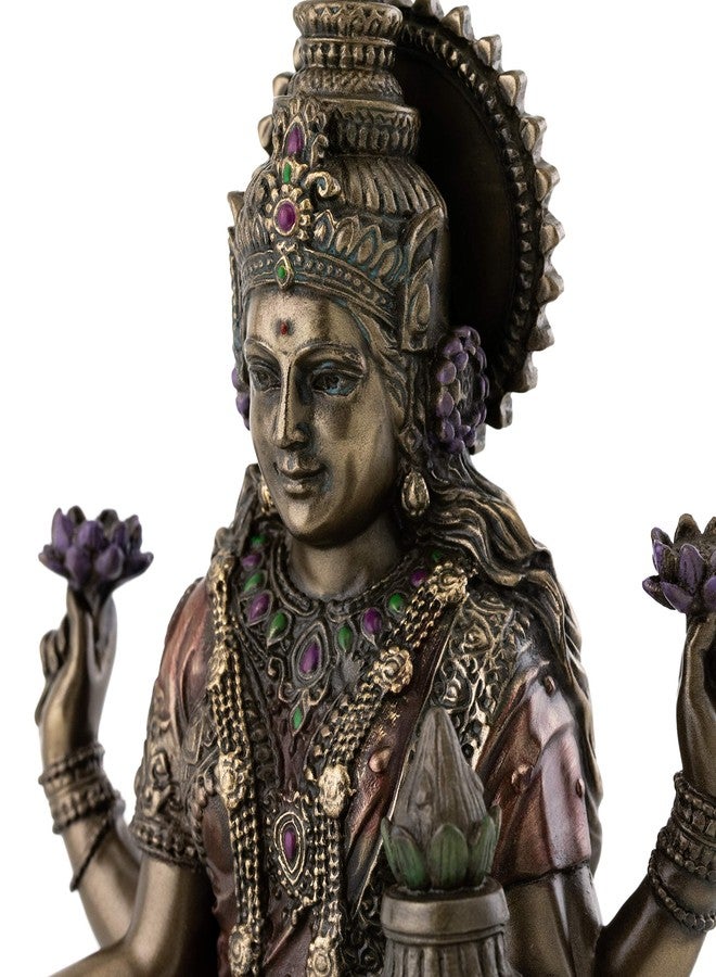 Top Collection Lakshmi Statue Seated on Lotus Platform - Goddess of Wealth, Prosperity, Wisdom, and Fortune Sculpture in Premium Cold Cast Bronze - 7-Inch Collectible Hindu Figurine - Image 5